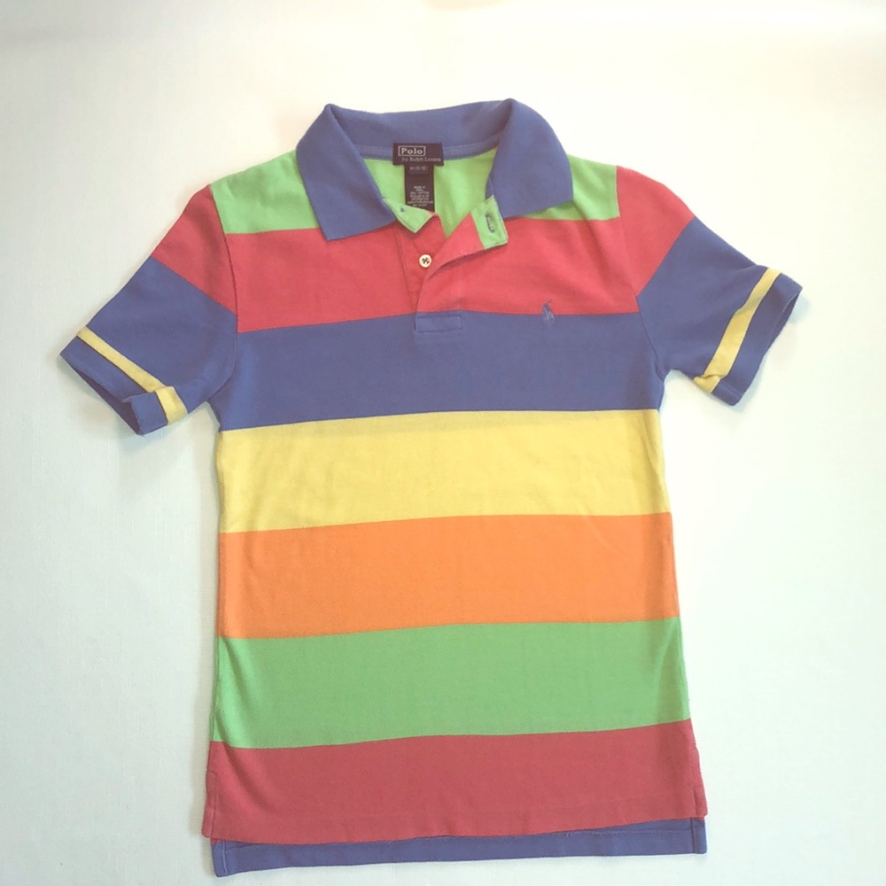 RALPH LAUREN boy’s multi-color striped polo M